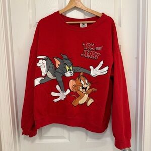 EUC Tom and Jerry Red Crewneck Sweatshirt